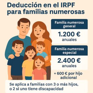 Familia numerosa y deducción en el IRPF: cómo funciona y cuánto puedes ahorrar.
